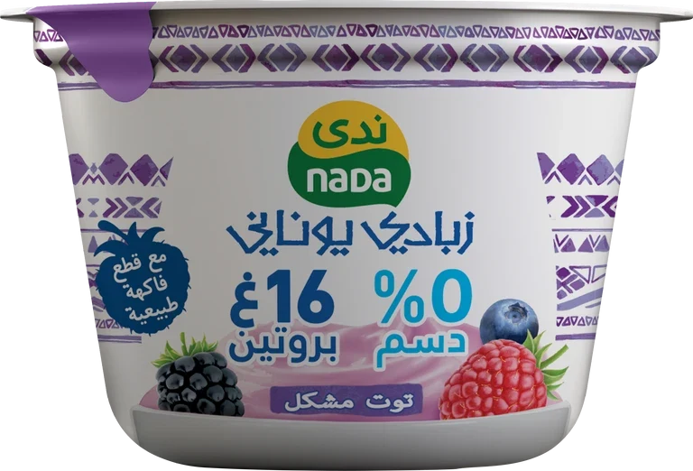 ندى زبادي يوناني توت مشكل 0% دسم 160 جم 160 جم - ندى