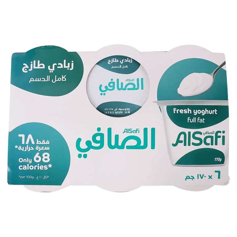 الصافي زبادي كامل الدسم 6 حبات 170 جم 6 × 170 جم - الصافي
