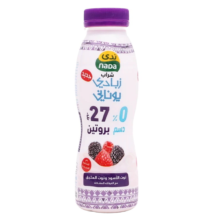 ندى مشروب الزبادي اليوناني 0% دسم التوت الأسود والتوت الأحمر 330 مل 330 مل - ندى