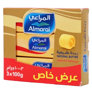 المراعي زبدة غير مملحة 3 حبات 100 جم 3 × 100 جم