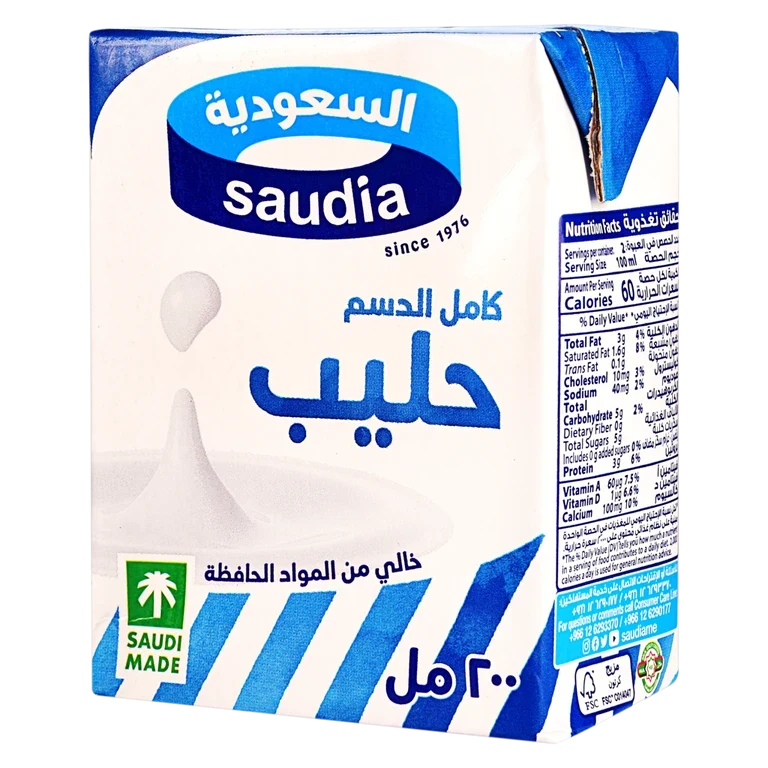 السعودية حليب كامل الدسم 200 مل 200 مل - السعودية