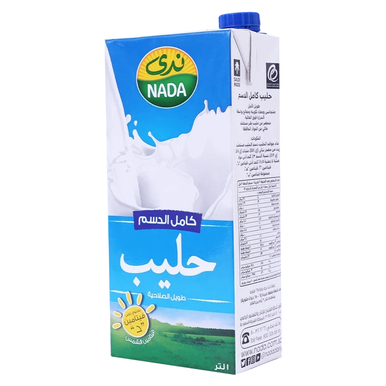 ندى حليب كامل الدسم 1 لتر 1 لتر - ندى