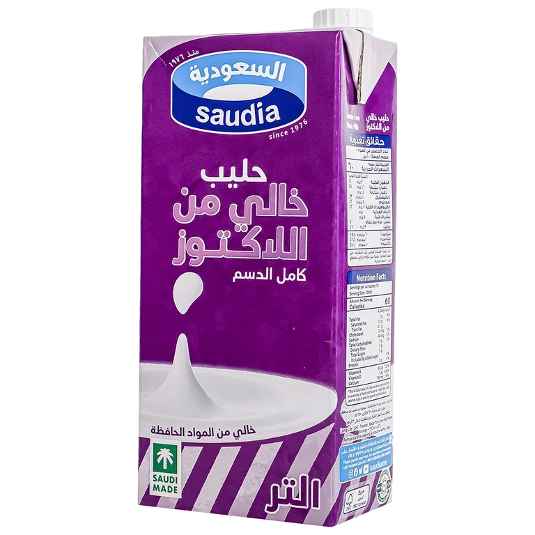 السعودية حليب كامل الدسم خالي من اللاكتوز 1 لتر 1 لتر - السعودية