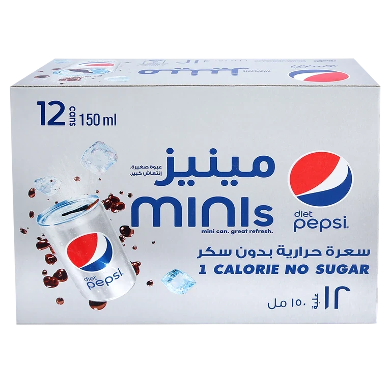 بيبسى مينيز مشروب غازي دايت مجموعة 12 × 150 مل 12 × 150 مل - بيبسي