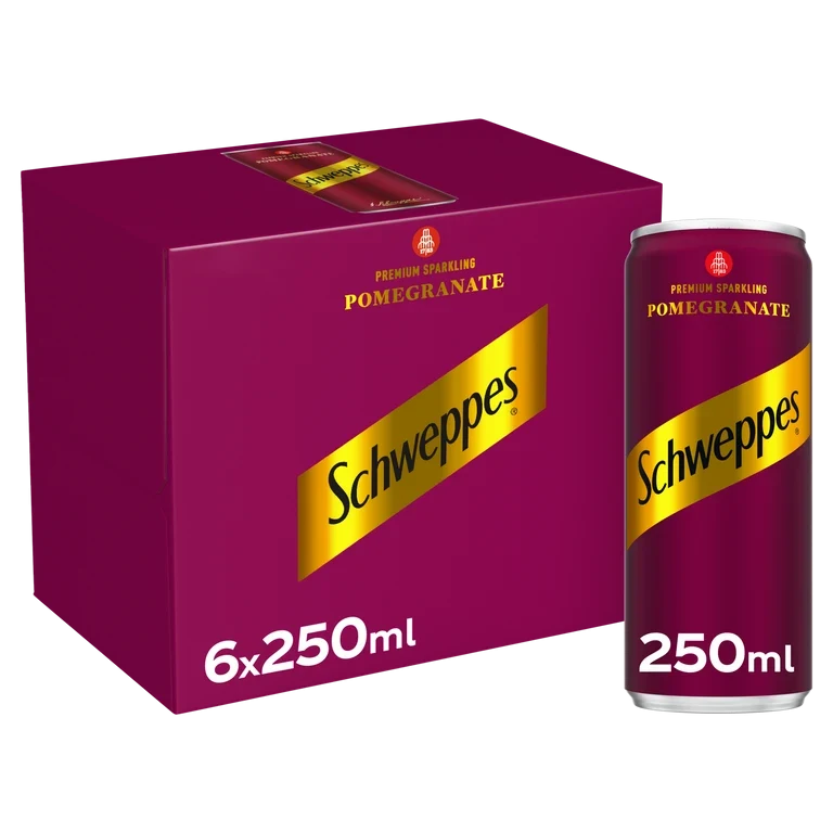 شويبس مشروب غازي بنكهة الرمان عبوة 250 مل 6 قطع 6 × 250 مل - شويبس