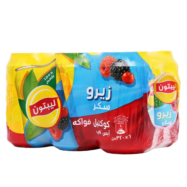 ليبتون آيس تي توت أحمر زيرو عبوة 6 حبات 320 مل 6 × 320 مل - ليبتون