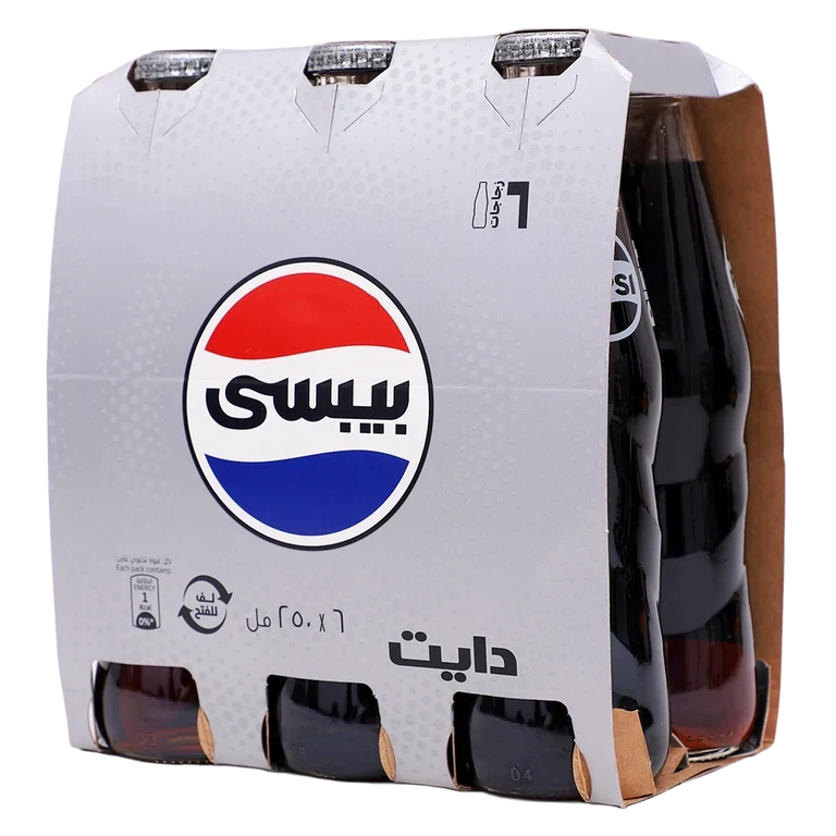 بيبسي دايت مشروب غازي زجاج 6 حبات 250 مل 6 × 250 مل - بيبسي