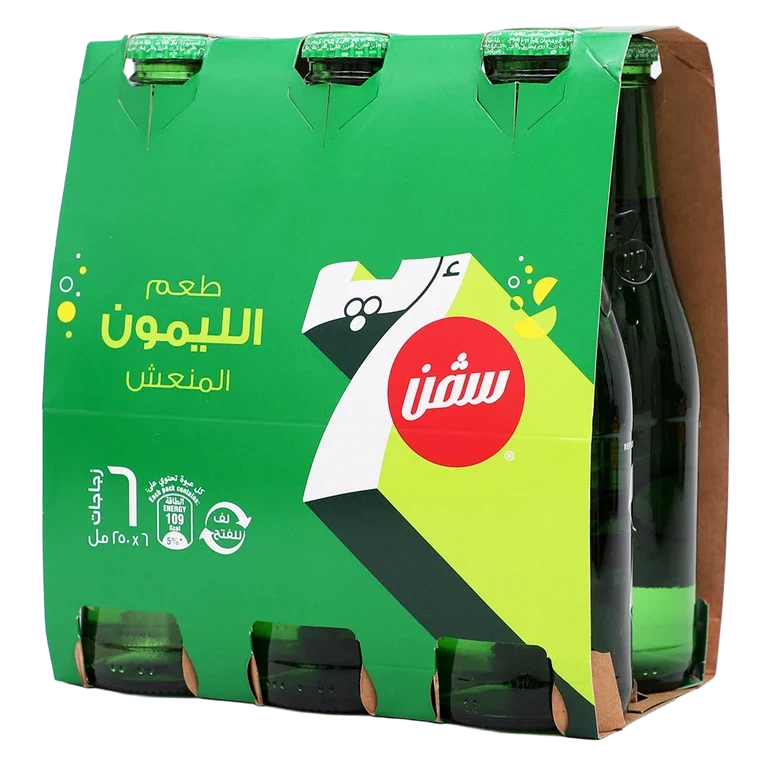 سفن اب مشروب غازي زجاج 6 حبات 250 مل 6 × 250 مل - سفن أب