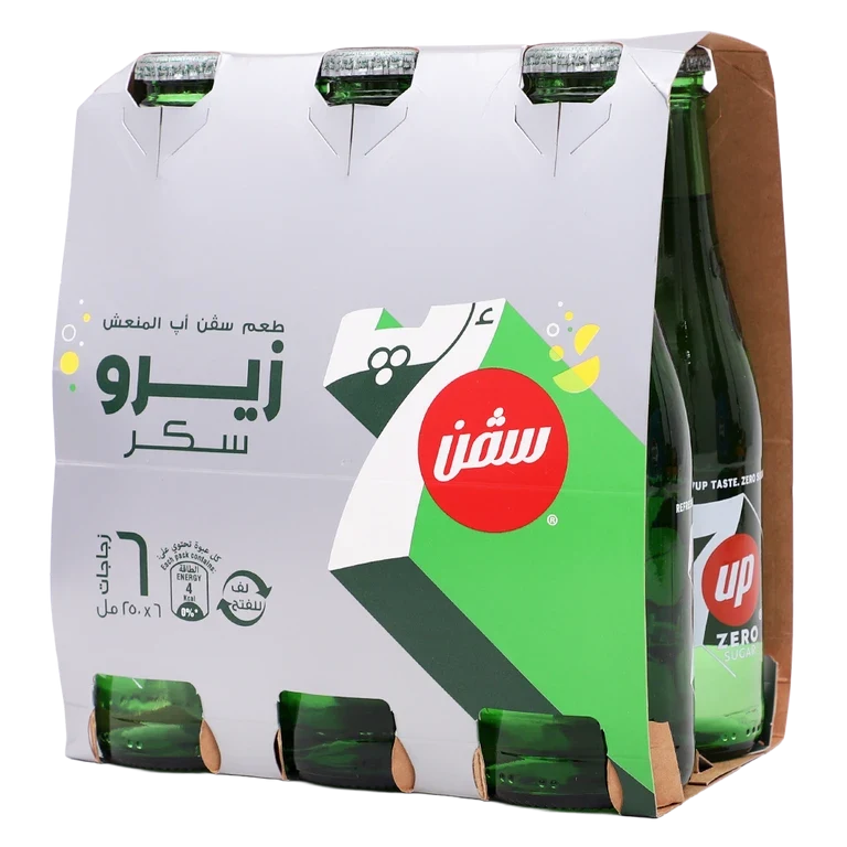 سفن اب زيرو مشروب غازي زجاج 6 حبات 250 مل 6 × 250 مل - سفن أب