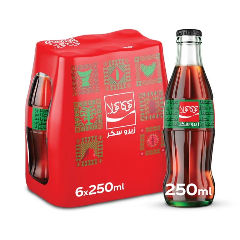 كوكاكولا زيرو مشروب غازي زجاج كرتون 6 × 250 مل 6 × 250 مل - كوكاكولا