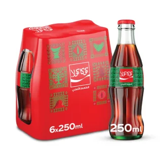كوكاكولا مشروب غازي زجاج كرتون 6 × 250 مل 6 × 250 مل