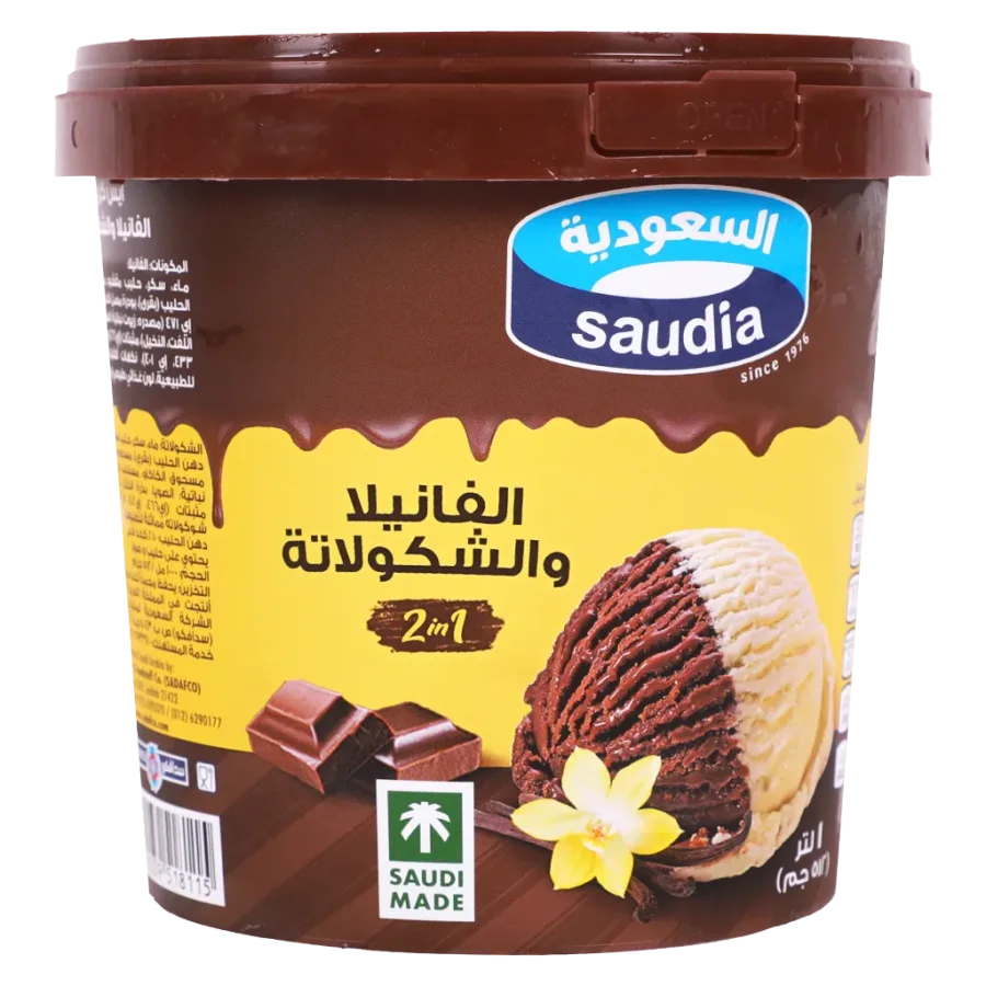 السعودية آيس كريم 2 في 1 فانيليا وشوكولاتة 1 لتر 1 لتر - السعودية