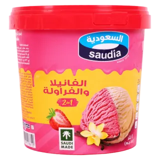 السعودية آيس كريم 2 في 1 فانيليا وفراولة 1 لتر 1 لتر